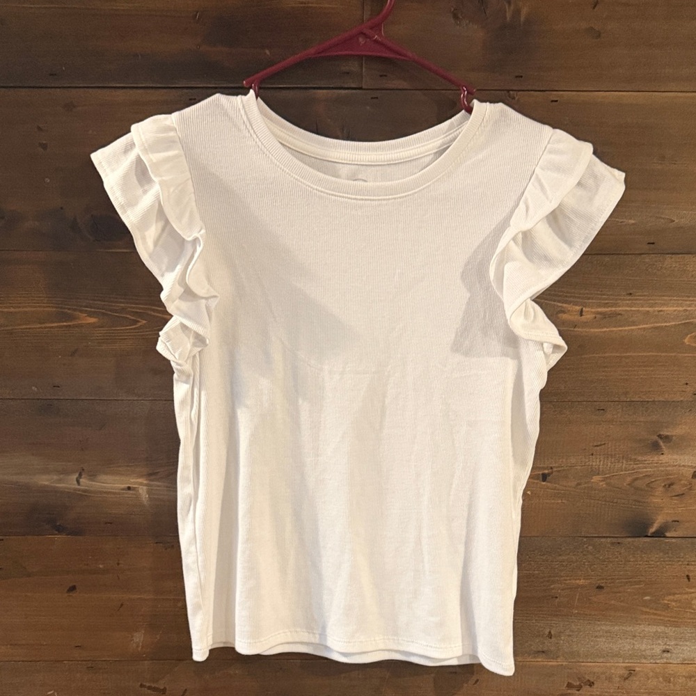 Wonder Nation White Ruffle Sleeve Tee